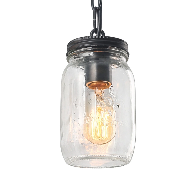 Minimalist Mason Jar Mini 1-Light Pendant lighting for Kitchen,  Entryway, or Bathroom