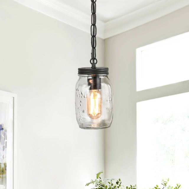 Minimalist Mason Jar Mini 1-Light Pendant lighting for Kitchen,  Entryway, or Bathroom