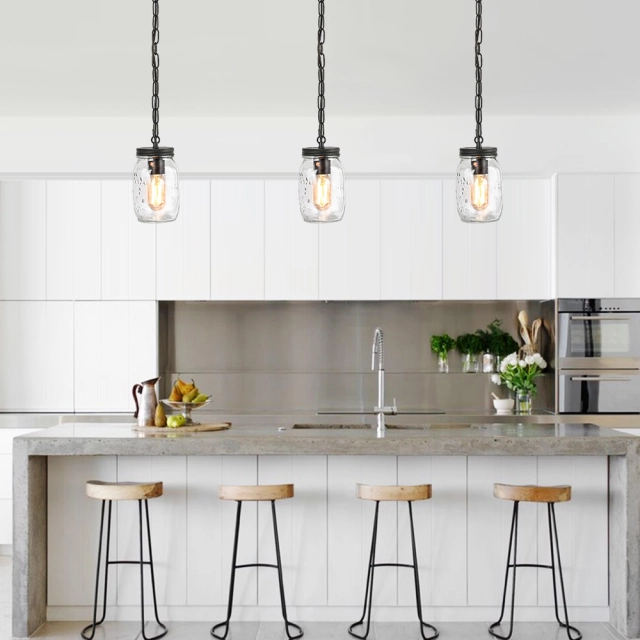 Minimalist Mason Jar Mini 1-Light Pendant lighting for Kitchen,  Entryway, or Bathroom