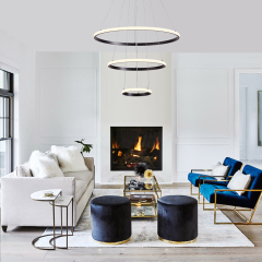Modern LED Lighting 2/3 Tier Ring Circular Chandelier in Warm White for Living Room Dining Room Bedroom