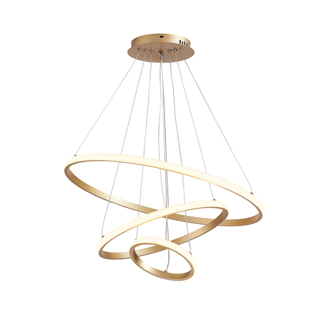 Modern LED Lighting 2/3 Tier Ring Circular Chandelier in Warm White for Living Room Dining Room Bedroom