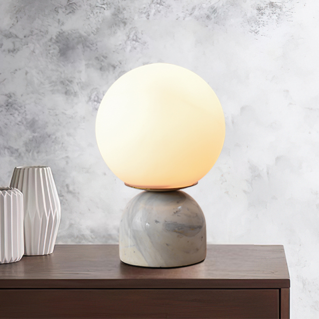 Desginer Modern Colorful 1-Light Ball Table Lamp in Marble Base with Glass Globe Shade Desk Lamp for Bedside/ Bedroom/ Workplace