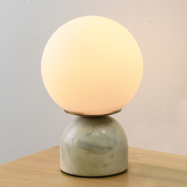 Desginer Modern Colorful 1-Light Ball Table Lamp in Marble Base with Glass Globe Shade Desk Lamp for Bedside/ Bedroom/ Workplace