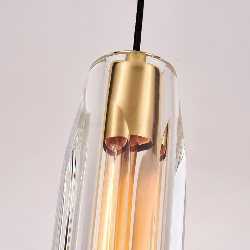 Modern Mid-century Slender Cylinder Mini Pendant Lighting Hanging Lights with Crystal Shade Diffuser for Kitchen/ Bedroom