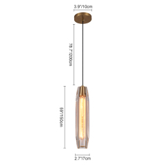 Modern Mid-century Slender Cylinder Mini Pendant Lighting Hanging Lights with Crystal Shade Diffuser for Kitchen/ Bedroom