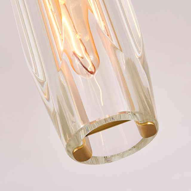 Modern Mid-century Slender Cylinder Mini Pendant Lighting Hanging Lights with Crystal Shade Diffuser for Kitchen/ Bedroom