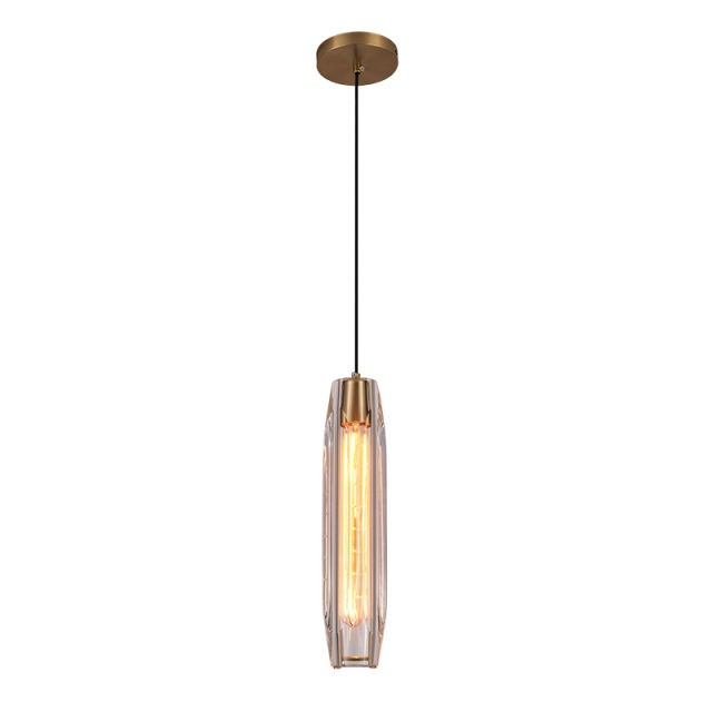 Modern Mid-century Slender Cylinder Mini Pendant Lighting Hanging Lights with Crystal Shade Diffuser for Kitchen/ Bedroom