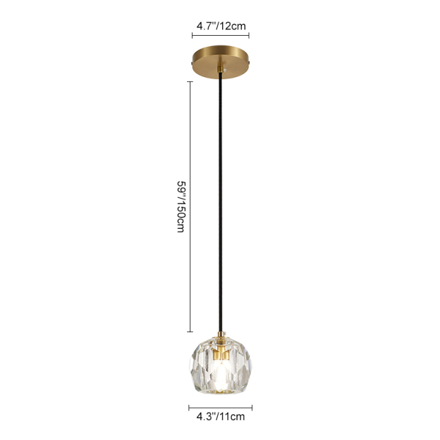 Modern Minimalist 1-light Mini Crystal Pendant Light for Bedroom/ Kitchen /Dining Room
