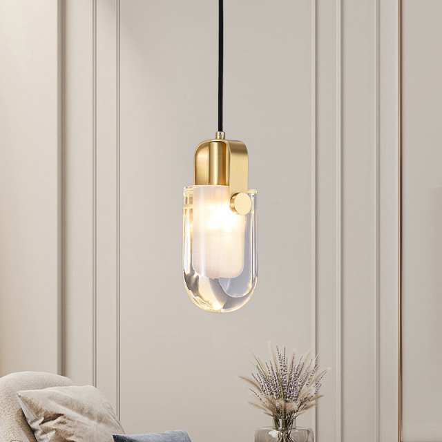 Glam Modern Linear Crystal Pendant Light in Gold Finish for Bedroom/ Kitchen /Dining Room
