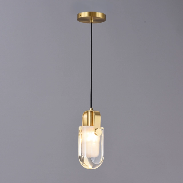 Glam Modern Linear Crystal Pendant Light in Gold Finish for Bedroom/ Kitchen /Dining Room