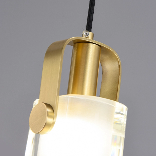 Glam Modern Linear Crystal Pendant Light in Gold Finish for Bedroom/ Kitchen /Dining Room