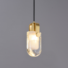 Glam Modern Linear Crystal Pendant Light in Gold Finish for Bedroom/ Kitchen /Dining Room