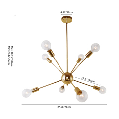 Chrome 8-Light Sputnik Chandelier for Modern Farmhouse Height Adjustable and Sloped Ceiling Compatible