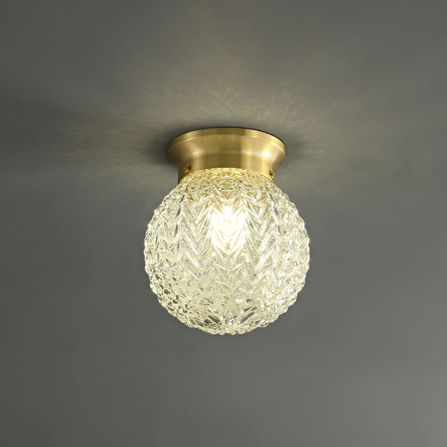 Modern Lighting Brass Round Glass Globe Semi Flush Mount Ceiling Lights