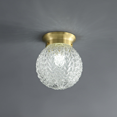 Modern Lighting Brass Round Glass Globe Semi Flush Mount Ceiling Lights for Bedroom Hallway Entryway