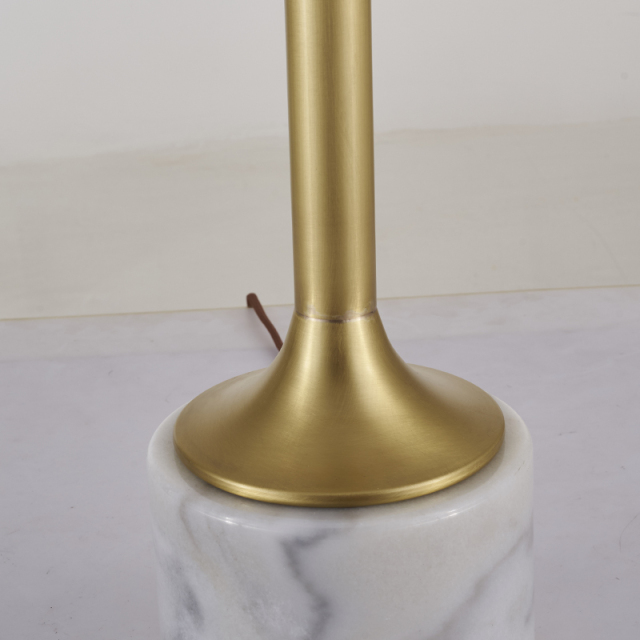 Modern Farmhouse Brass Table Lamp Marble Desk Lamp with Fabric Drum Shade