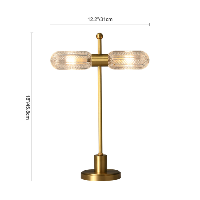 Modern Decorative Aged Brass Table Lamp with 2 Light Socket for Bedside/ Bedroom/ Living Room