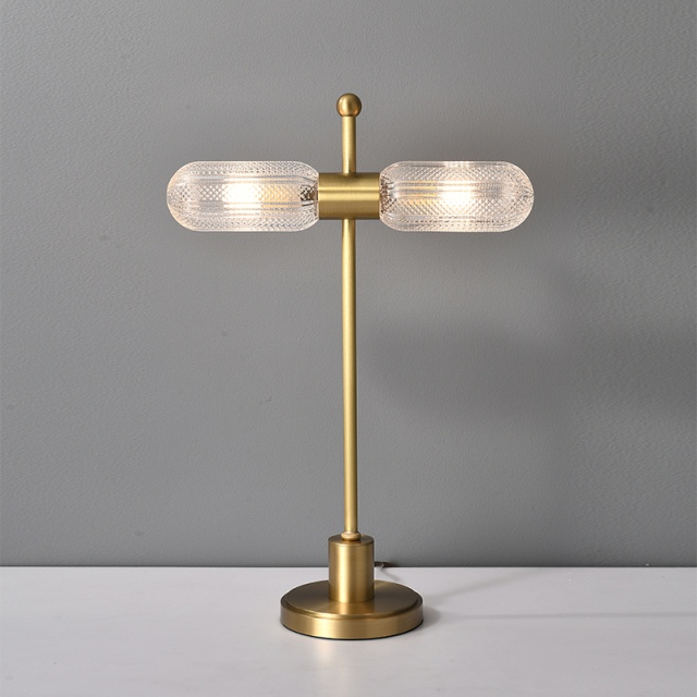 Modern Decorative Aged Brass Table Lamp with 2 Light Socket for Bedside/ Bedroom/ Living Room