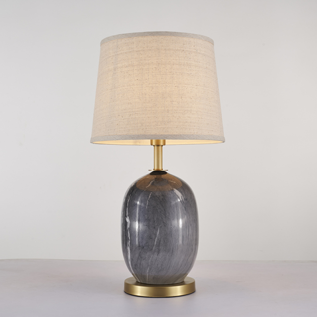 Ceramic Table Lamp Modern Mid-century Desk Lamp with Fabric Drum Shade