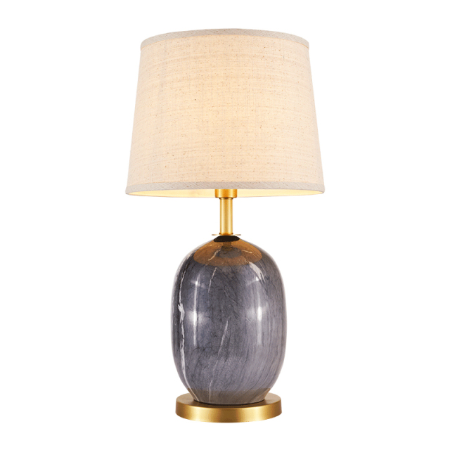 Ceramic Table Lamp Modern Mid-century Desk Lamp with Fabric Drum Shade