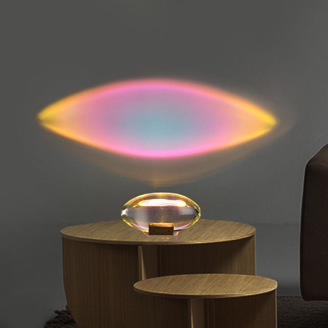 Modern Crystal Glass Oval LED Colorful Table Lamp Decorative Mouth Atmosphere Lamp for Bedside/ Bedroom/ Workplace