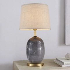 Ceramic Table Lamp Modern Mid-century Desk Lamp with Fabric Drum Shade