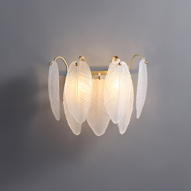 Featuer-shaped Wall Sconce Modern Luxury Glass Sconces for Living Room Dining Room Bedroom