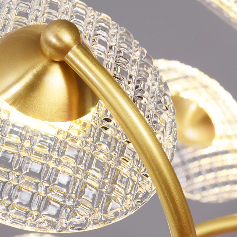 Curving Brass Wall Sconce in Glass Round Shade for Bedroom Bedside Hallway