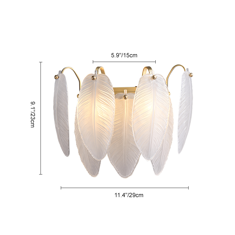 Feather-shaped  Wall Sconce Modern Luxury Glass Sconces for Living Room Dining Room Bedroom