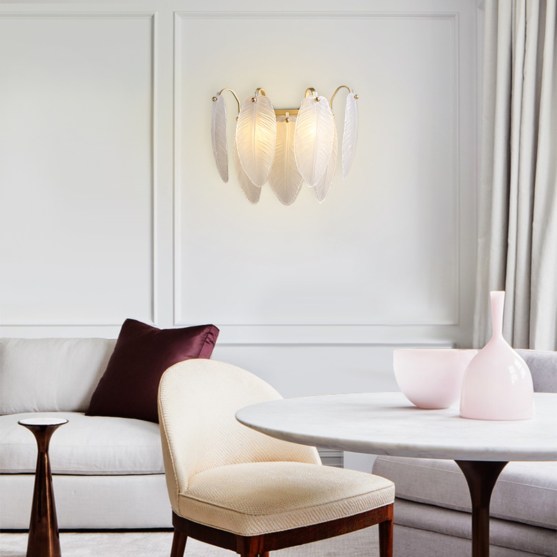 Feather-shaped  Wall Sconce Modern Luxury Glass Sconces for Living Room Dining Room Bedroom