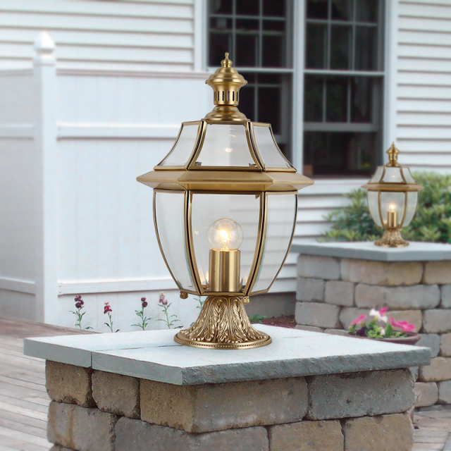 Mid-century Vintage Copper Table Lamp Desk Lamp in Crisp Lines and Clear Beveled Glass with Antique Brass Finish