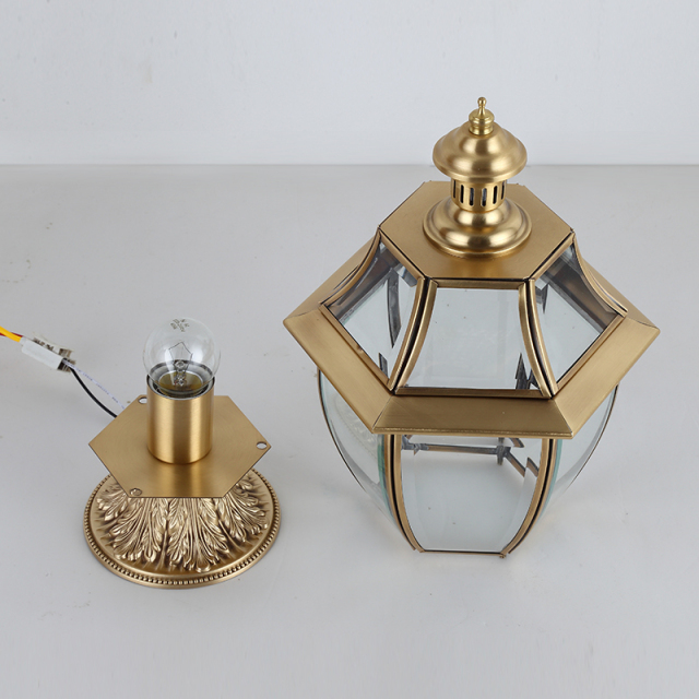 Mid-century Vintage Copper Table Lamp Desk Lamp in Crisp Lines and Clear Beveled Glass with Antique Brass Finish