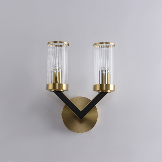 Modern Wall Lamp V-shape with Cylinder Shade Creative Vanity Wall Sconce Fixture For Bedroom/ Bathroom