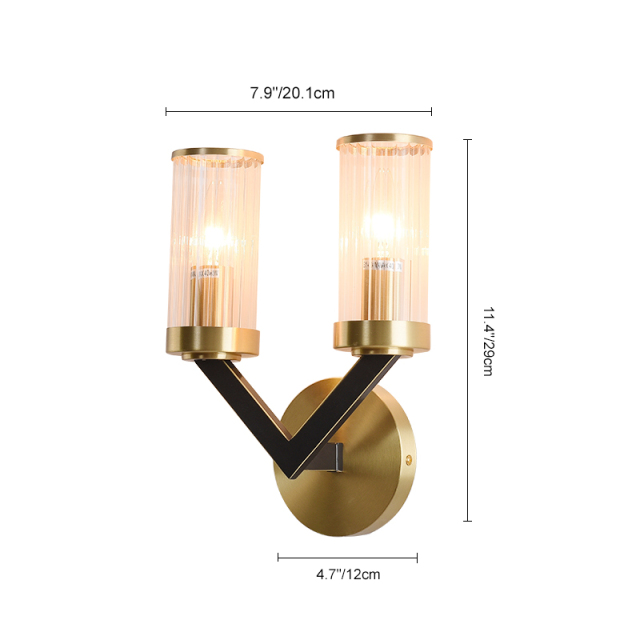 Modern Wall Lamp V-shape with Cylinder Shade Creative Vanity Wall Sconce Fixture For Bedroom/ Bathroom