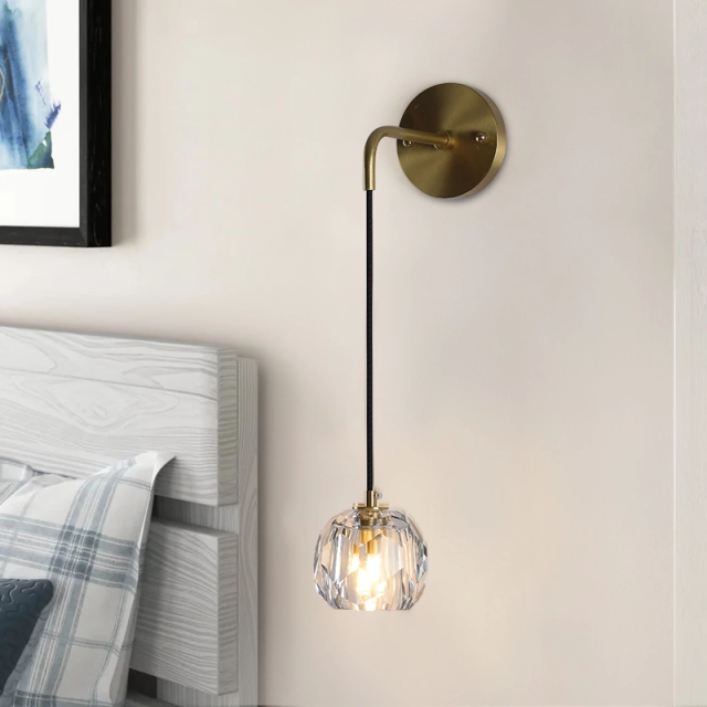 Modern Glam Crystal 1-light Mini Wall Sconce Bedside Wall Light for Bedroom/ Kitchen /Dining Room