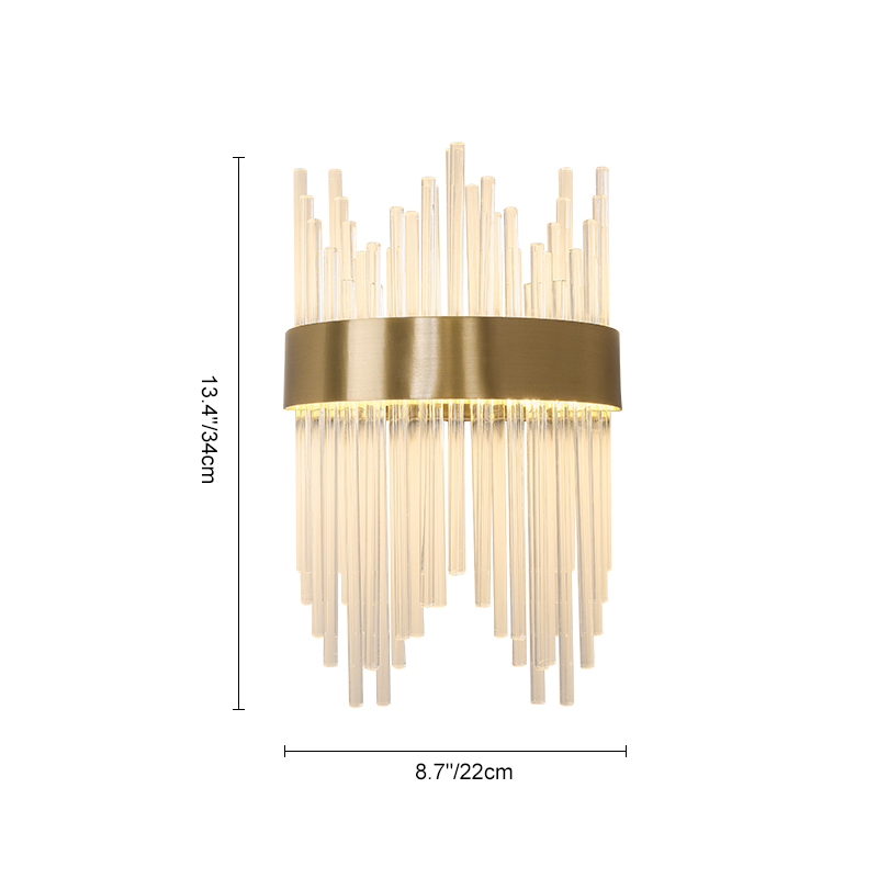 Glam Modern Gold LED Wall Sconces Wall Light with Multiple Glass Strips for Dining Room Living Room