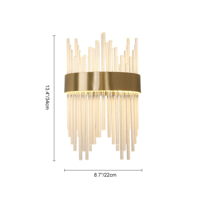 Glam Modern Gold LED Wall Scoces Wall Light with Multiple Glass Strips for Dining Room Living Room
