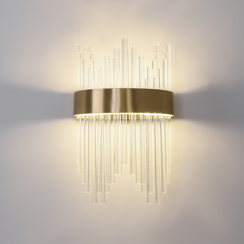Glam Modern Gold LED Wall Sconces Wall Light with Multiple Glass Strips for Dining Room Living Room