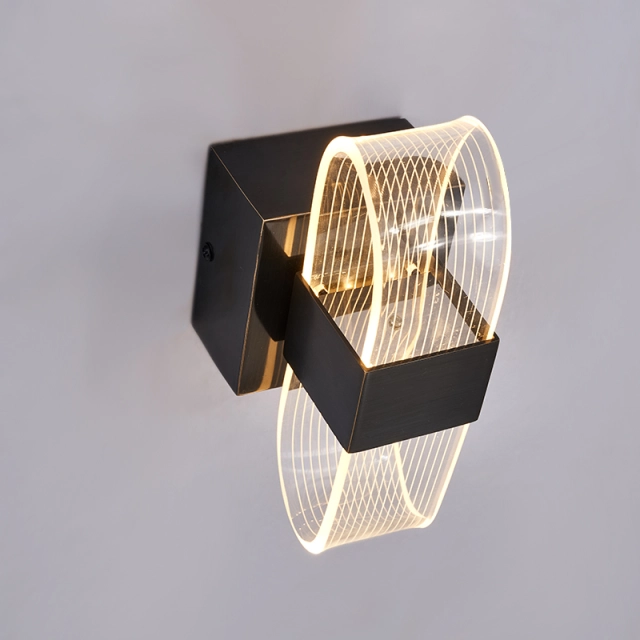 Decorative Modern LED Clear Acrylic Wall Light  Black Wall Sconce for Living Room /Bedroom/Hallway