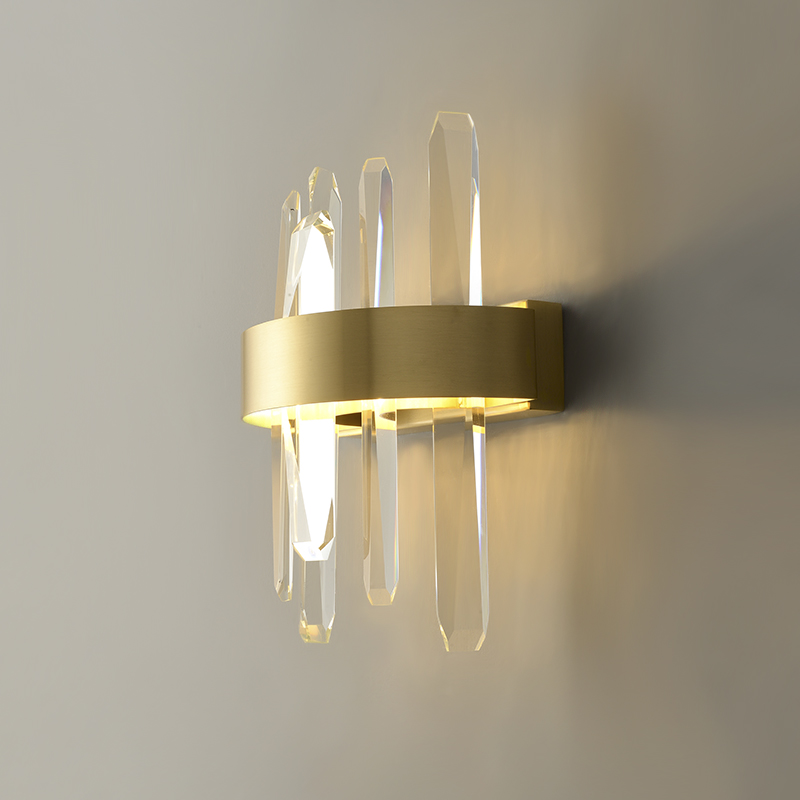 Modern Minimalist Gold LED Wall Sconces Wall Light with Four Crystal Strips for Dining Room Living Room