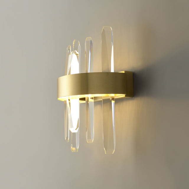 Modern Minimalist Gold LED Wall Sconces Wall Light with Four Crystal Strips for Dining Room
