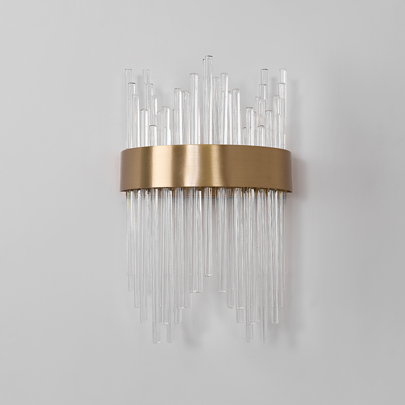 Glam Modern Gold LED Wall Sconces Wall Light with Multiple Glass Strips for Dining Room Living Room