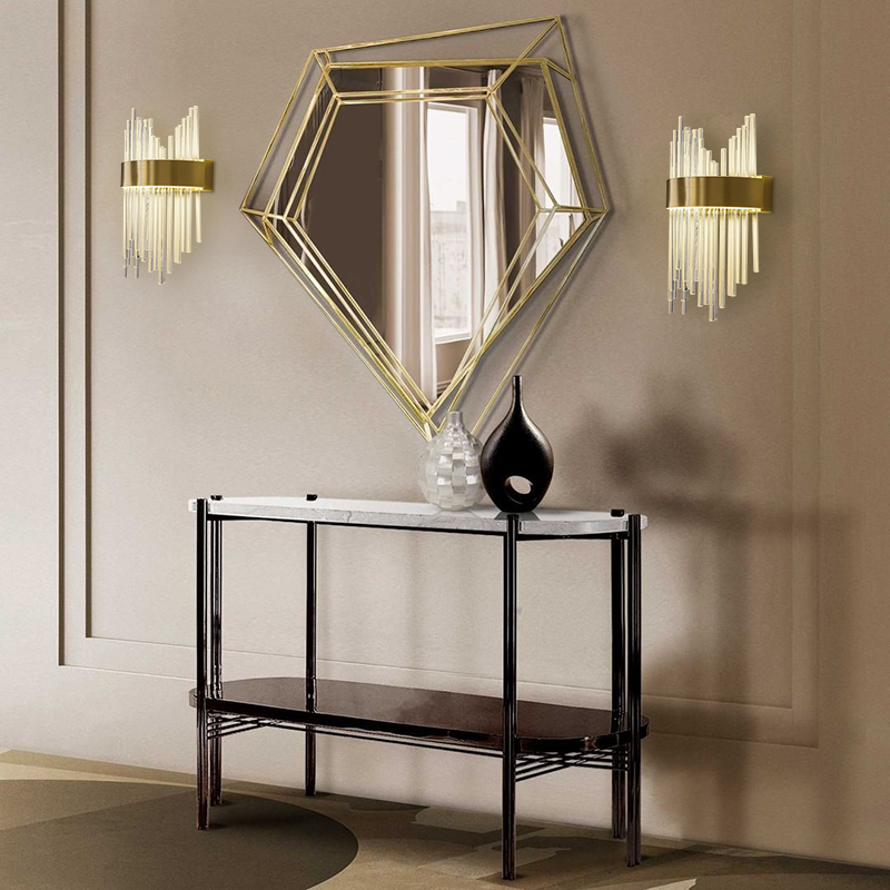 Glam Modern Gold LED Wall Sconces Wall Light with Multiple Glass Strips for Dining Room Living Room