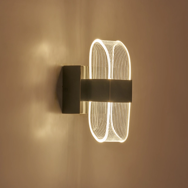 Decorative Modern LED Clear Acrylic Wall Light  Black Wall Sconce for Living Room /Bedroom/Hallway