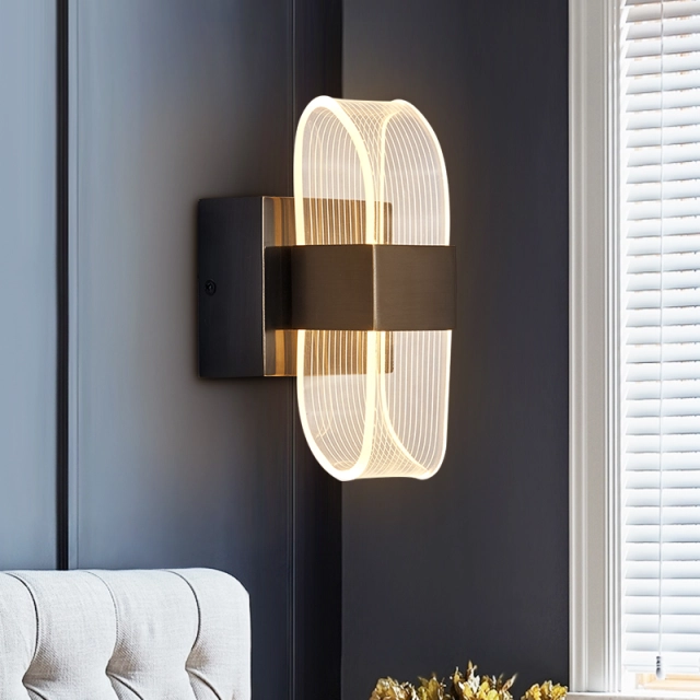 Decorative Modern LED Clear Acrylic Wall Light  Black Wall Sconce for Living Room /Bedroom/Hallway