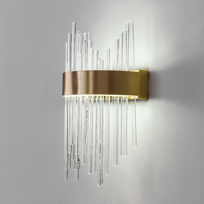 Glam Modern Gold LED Wall Sconces Wall Light with Multiple Glass Strips for Dining Room Living Room