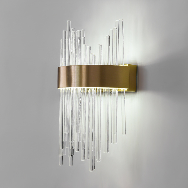 Glam Modern Gold LED Wall Scoces Wall Light with Multiple Glass Strips for Dining Room Living Room