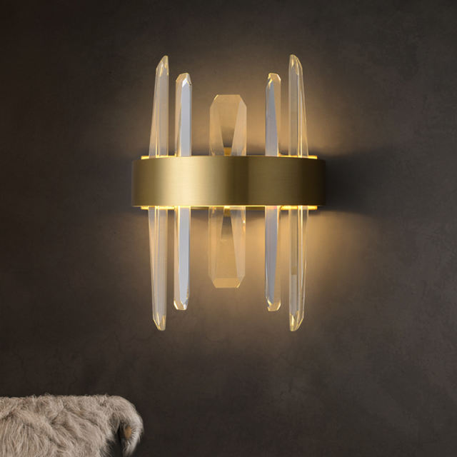 Modern Minimalist Gold LED Wall Sconces Wall Light with Four Crystal Strips for Dining Room