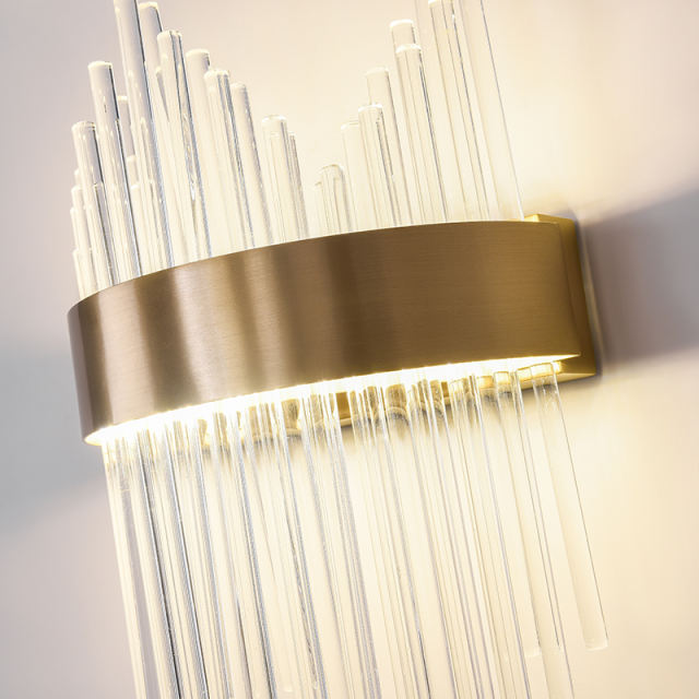 Glam Modern Gold LED Wall Scoces Wall Light with Multiple Glass Strips for Dining Room Living Room