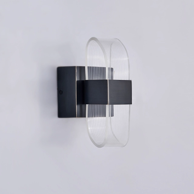 Decorative Modern LED Clear Acrylic Wall Light  Black Wall Sconce for Living Room /Bedroom/Hallway